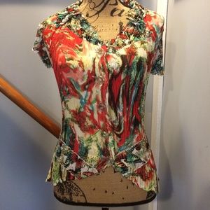 Alberto Makali M Multicolor Blouse Pleats High Low